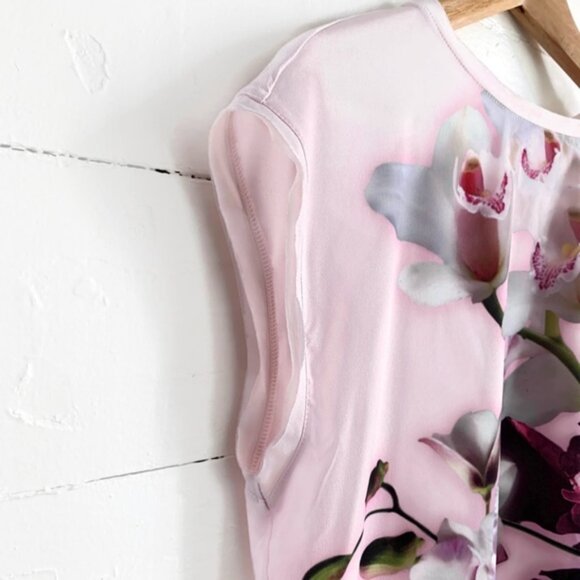 Pink Floral Blouse Sleeveless Ted Baker Small Tank - Picture 2 of 8
